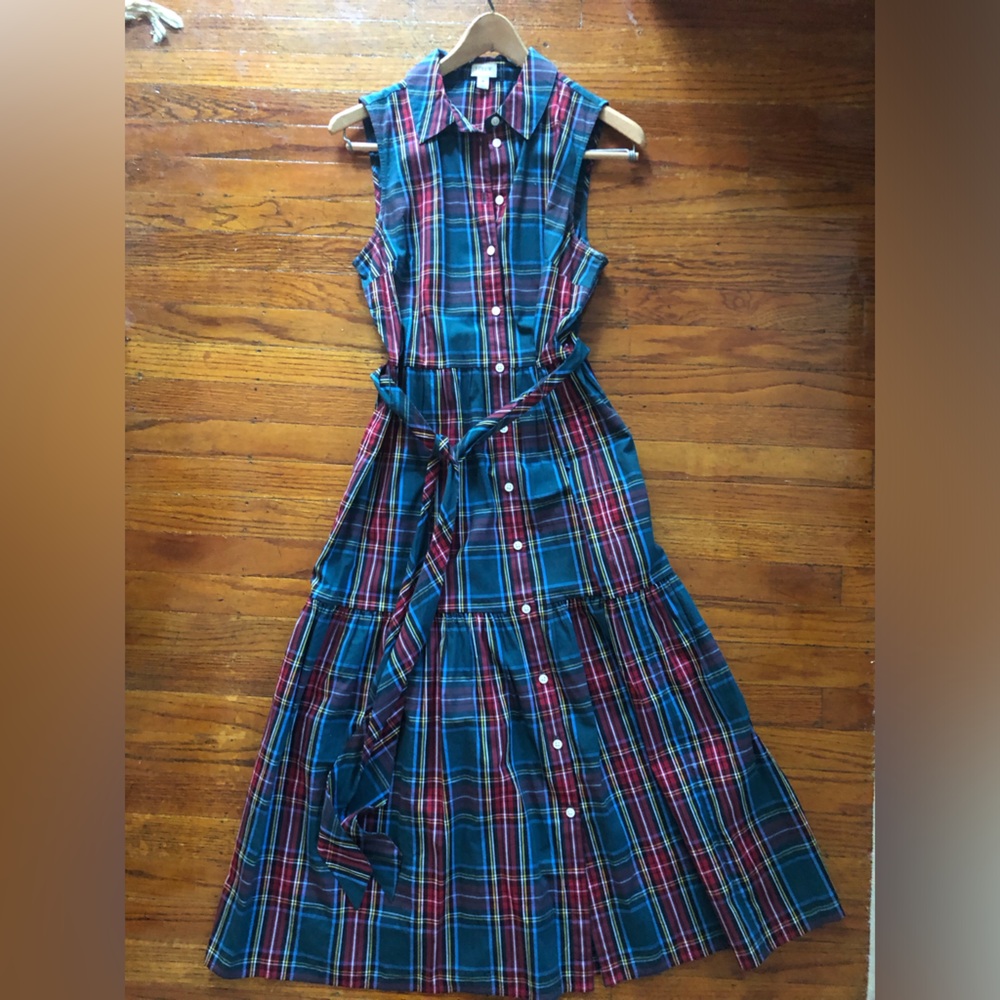J. Crew Multicolor Plaid Maxi Shirt Dress